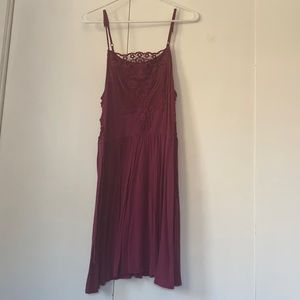Purple Mini sun dress with crochet top and laced up sides